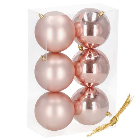 Bombki choinkowe 6 szt. ozdoby świąteczne zestaw 10 cm rose gold