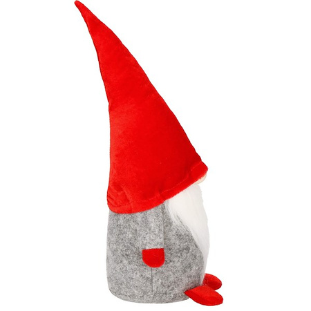 Skrzat 28cm ozdoba świąteczna, krasnal świąteczny, gnom czerwony, szary