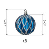 Bombki choinkowe 7 cm 6 szt. komplet dekoracje świąteczne zdobione matowe, niebiesko-srebrne