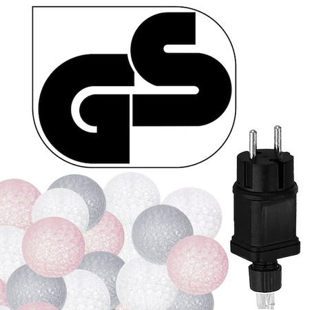 Lampki dekoracyjne cotton balls 20 LED 20 kul białe różowe popielate