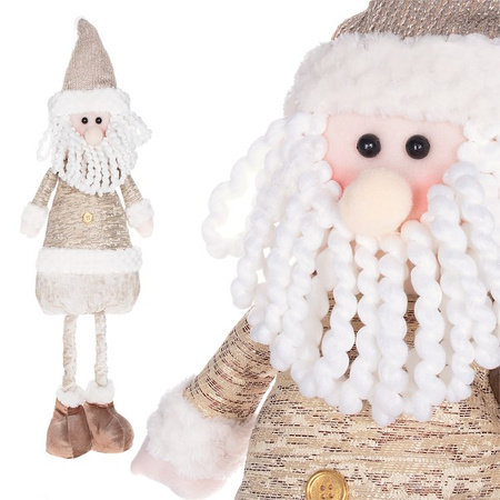 Mikołaj 57-80cm ozdoba świąteczna, krasnal świąteczny na teleskopowych nóżkach brązowy