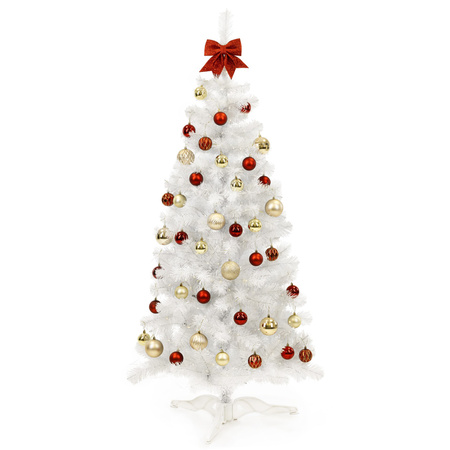 Choinka sztuczna 150 cm biała jodła jak żywa, nowoczesna, ze stojakiem