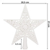 Czubek na choinkę 21 cm szpic, ażurowa gwiazda biała brokatowa