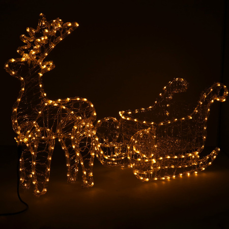 Renifer Led 150 cm świąteczny z saniami świetlna dekoracja do ogrodu biały ciepły