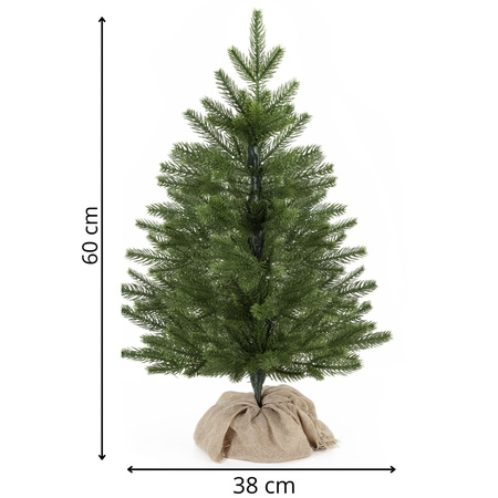 Choinka sztuczna mała 60 cm świerk kaukaski premium, z jutą mini drzewko na stolik