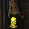 Wieczna róża w szklanym kloszu 21 cm świecąca dekoracja LED sztuczny kwiat biały