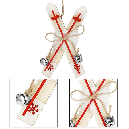 Zawieszka choinkowa 12,5cm drewniana, ozdoby świąteczne narty zestaw 2 szt.