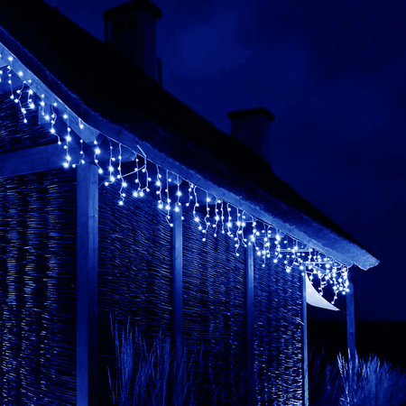 Kurtyna świetlna z pilotem 300 led girlanda, lampki wewnętrzno-zewnętrzne sople niebieski