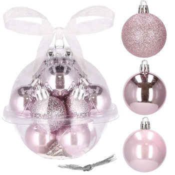Bombki choinkowe 12 szt. ozdoby świąteczne zestaw 3cm różowy