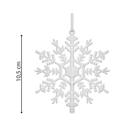 Zawieszka na choinkę śnieżynki 3 szt. ozdoba świąteczna 12 cm biały brokat