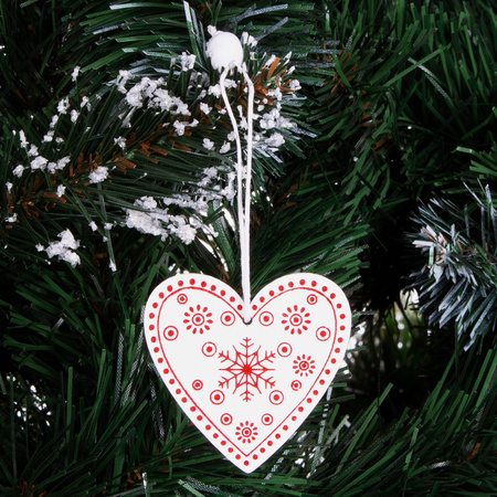 Świąteczne zawieszki drewniane serca zestaw 3 szt. biały