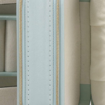 Kufer, szkatułka na biżuterię ekoskóra 11,5x8,5x5,5 cm błękitny z przegródkami