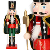 Dziadek do orzechów 38 cm z toporem, drewniany żołnierzyk czarno-czerwony, figurka świąteczna
