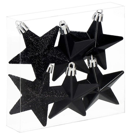 Bombki choinkowe 6 szt. gwiazdki ozdoby świąteczne zestaw czarny