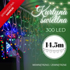 Kurtyna świetlna 300 led girlanda, lampki wewnętrzno-zewnętrzne sople multikolor z zimnym białym flash