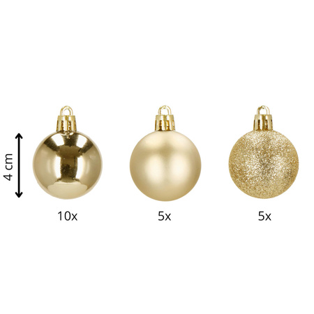 Bombki choinkowe 20 szt. szampański 4 cm zestaw choinkowy