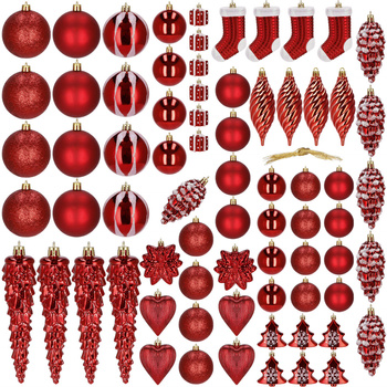 Bombki choinkowe 72 szt. ozdoby świąteczne czerwony