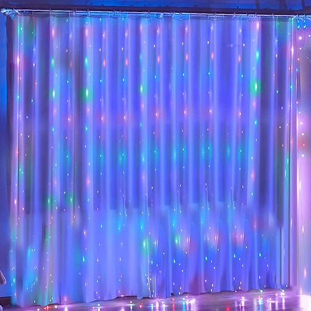 Kurtyna świetlna 200 led girlanda, lampki druciki z programatorem wewnętrzno-zewnętrzne multikolor