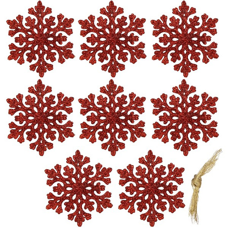 Zawieszka choinkowa 8 szt. śnieżynka 8 cm świąteczna ozdoba czerwony