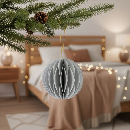 Bombki z papieru 6 szt. ozdoby choinkowe zawieszki świąteczne 8 cm rozkładane, szary
