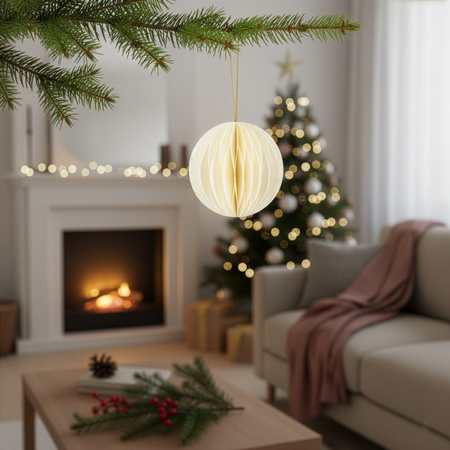 Bombki z papieru 6 szt. ozdoby choinkowe zawieszki świąteczne 8 cm rozkładane, biały