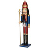 Dziadek do orzechów 90 cm z berłem, drewniany żołnierzyk niebiesko-czerwony XL