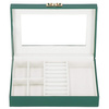 Kufer, szkatułka na biżuterię 23,5x14x5,5 cm zielony organizer z przegródkami ekoskóra