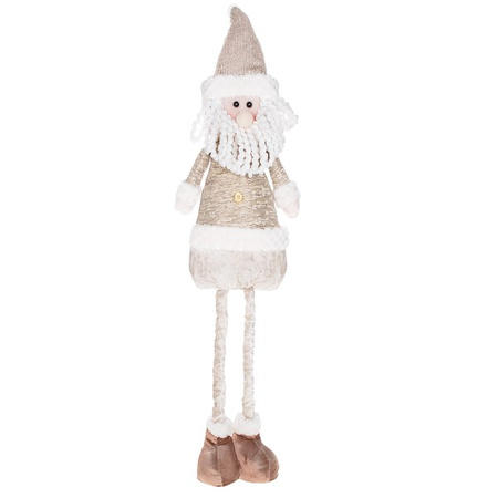 Mikołaj 57-80cm ozdoba świąteczna, krasnal świąteczny na teleskopowych nóżkach brązowy