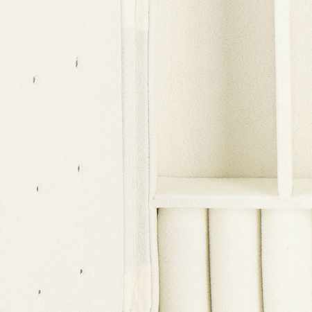 Kuferr, szkatułka na biżuterię ekoskóra 16x11x5 cm kremowa z brokatem z przegródkami