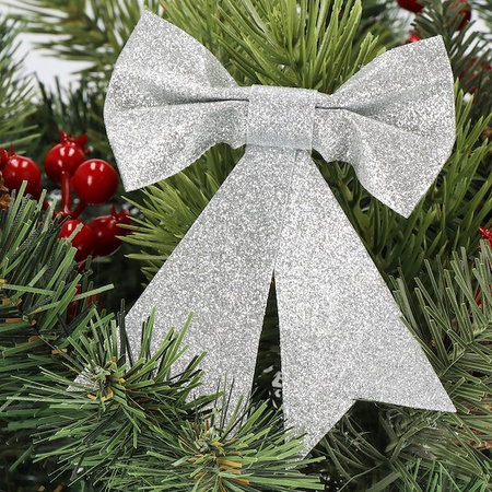 Kokardki na choinkę 4 szt. zawieszki świateczne srebrne