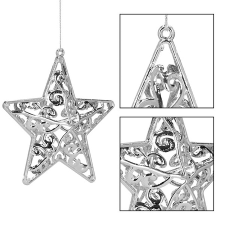 Zawieszki choinkowe 2 szt. gwiazdka ozdoba świąteczna srebrna