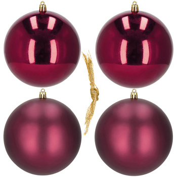 Bombki choinkowe 4 szt. ozdoby świąteczne zawieszki bordowe