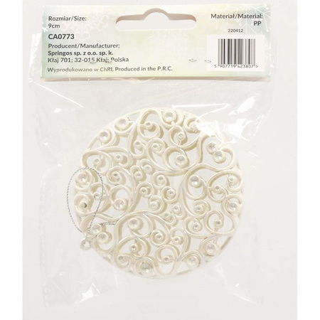 Zawieszka choinkowa kremowa okrągła dekoracja na choinkę 9 cm