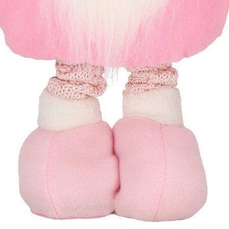 Skrzat 50-66cm ozdoba świąteczna, krasnal świąteczny, gnom różowy na teleskopowych nóżkach