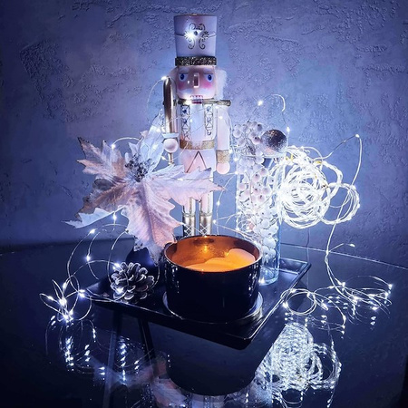 Lampki choinkowe 30 LED druciki mikro na baterie zimny biały