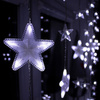 Kurtyna świetlna 180 led girlanda gwiazdki, lampki wewnętrzno-zewnętrzne sople zimny biały + niebieski flash