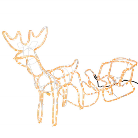 Renifer Led 120 cm świąteczny z saniami świetlna dekoracja do ogrodu biały ciepły + flash