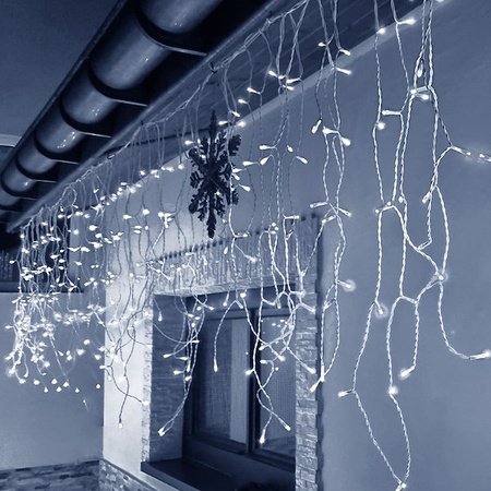 Kurtyna świetlna z pilotem 1000 led girlanda, lampki wewnętrzno-zewnętrzne sople zimny biały