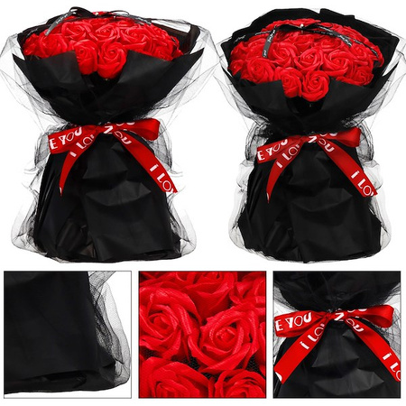 Mydlany bukiet róż 32 szt. kwiaty do kąpieli czerwone