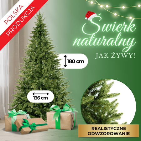Choinka sztuczna premium 180 cm świerk naturalny PE jak żywy