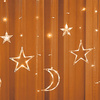 Kurtyna świetlna 138 Led gwiazdki i księżyce lampki sople ciepły biały