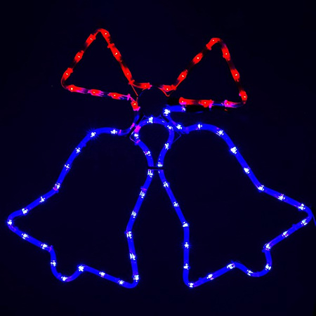 Lampki choinkowe 72 LED dzwonki niebiesko-czerwone ozdoba świąteczna