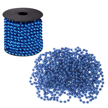 Łańcuch na choinkę perły koraliki 10 m 7 mm niebieski