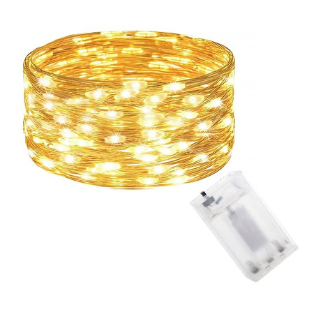 Girlanda świąteczna 100cm z lampkami 50 LED biały ciepły, łańcuch choinkowy, zielony