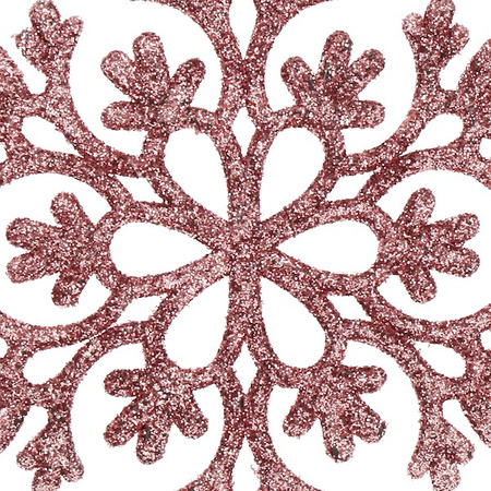 Zawieszka choinkowa 12 szt. śnieżynka 10 cm świąteczna ozdoba różowy brokat