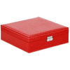 Kufer, szkatułka na biżuterię ekoskóra 26x26x8,5 cm czerwony z przegródkami