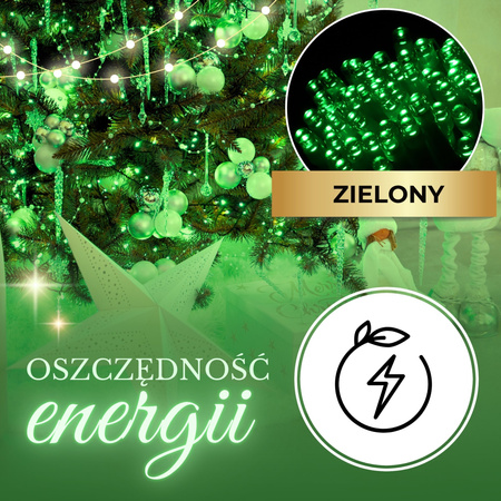 Lampki choinkowe 200 Led zielony 15,5 m oświetlenie świąteczne