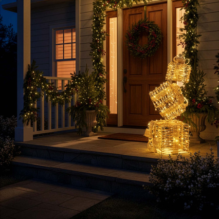 Dekoracja świąteczna LED prezenty ozdoba świetlna 74 cm 160 diod biały ciepły