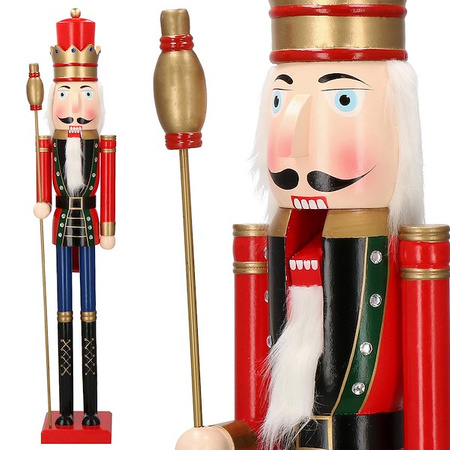 Dziadek do orzechów 120 cm drewniany żołnierzyk z berłem, figurka świąteczna
