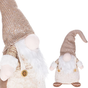 Mikołaj 35cm ozdoba świąteczna, krasnal świąteczny, gnom złoty z cekinami